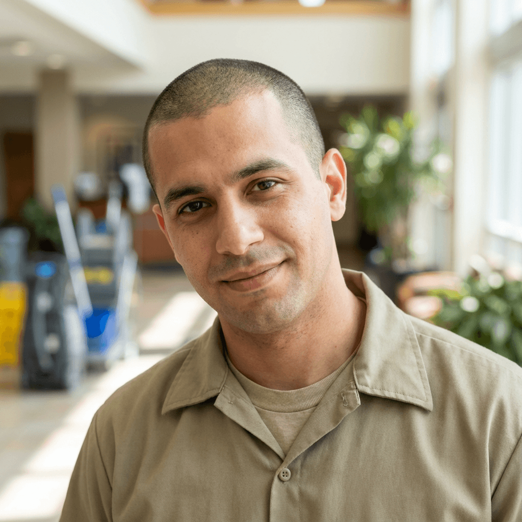 Portrait of a male customer in his 40s with a friendly, relaxed expression