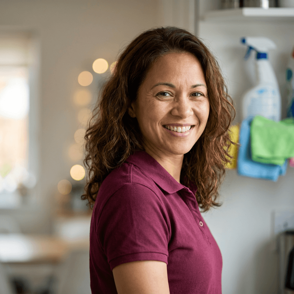 Portrait of a female customer in her 30s with a friendly, approachable expression