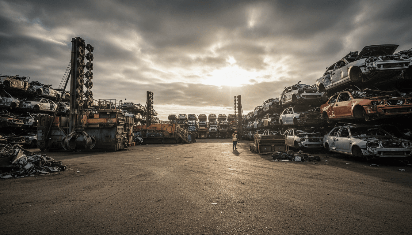 Clean auto recycling facility yard
